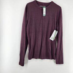 Threads 4 Thought Burgundy Small Austin 2 Button Long Sleeve Henley NWT
